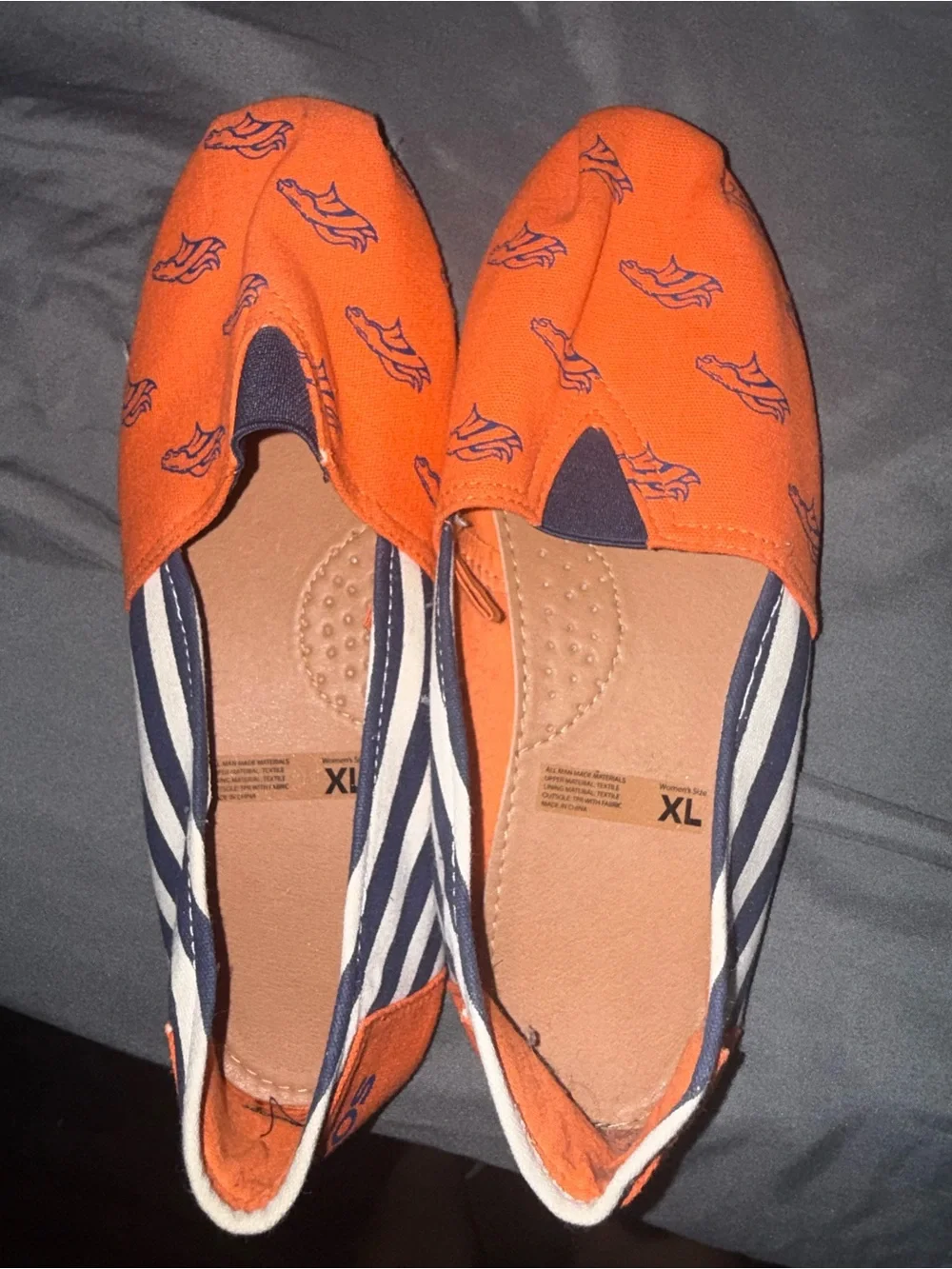 Denver Broncos Womens Orange Stripe Espadrilles